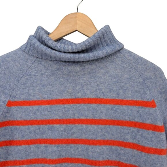 J.CREW Tipped Turtleneck Sweater Womens Blue Wool Alpaca Blend Pullover Sz S - Picture 3 of 9